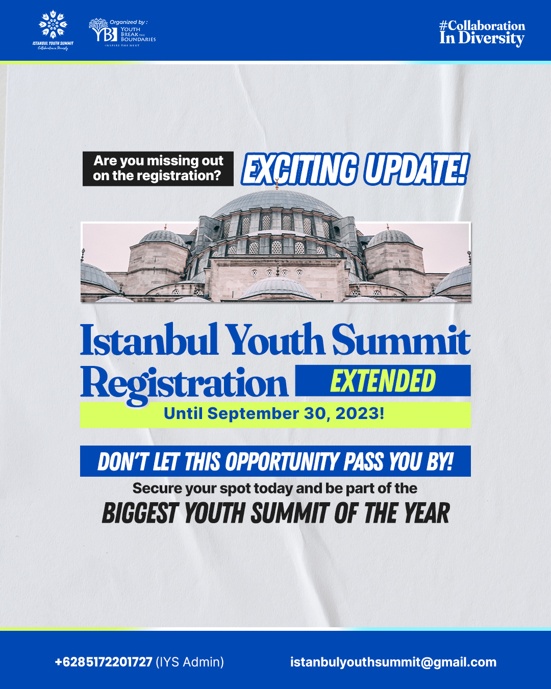 Istanbul Youth Summit 2024: Extended Registration Period Empowers Young Leaders to Shape the Future