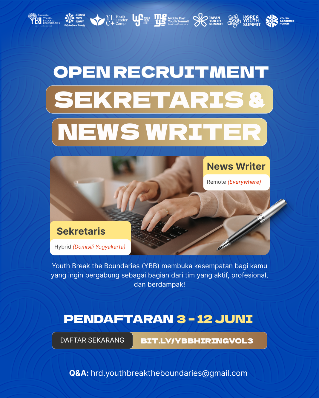 Youth Break the Boundaries Buka Peluang Kerja dan Magang, Tersedia Posisi Remote dan Hybrid