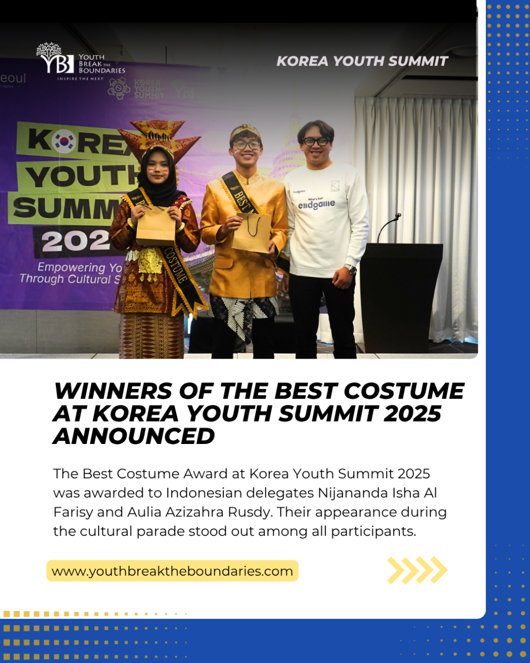 Winners of The Best Costume at Korea Youth Summit 2025 Announced