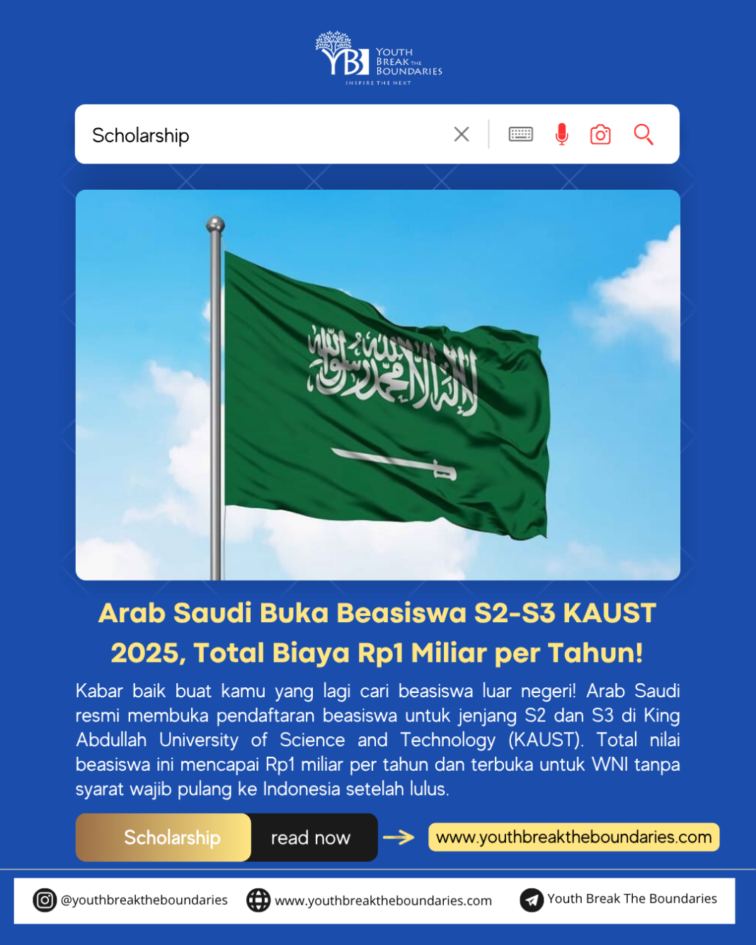 Arab Saudi Buka Beasiswa S2-S3 KAUST 2025, Total Biaya Rp1 Miliar per Tahun!