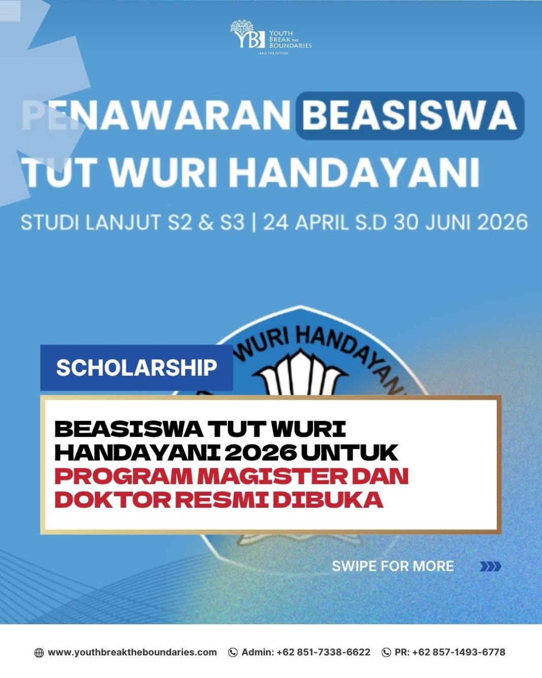 Beasiswa Tut Wuri Handayani 2026 untuk Program Magister dan Doktor Resmi Dibuka