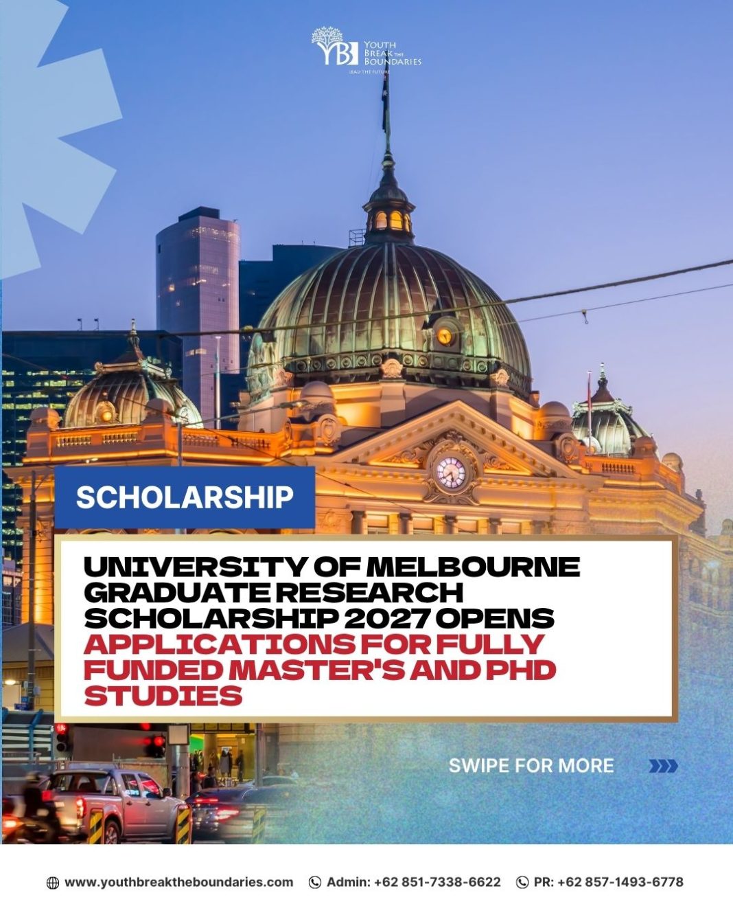 University of Melbourne Graduate Research Scholarship 2027 Opens Applications for Fully Funded Master’s and PhD Studies