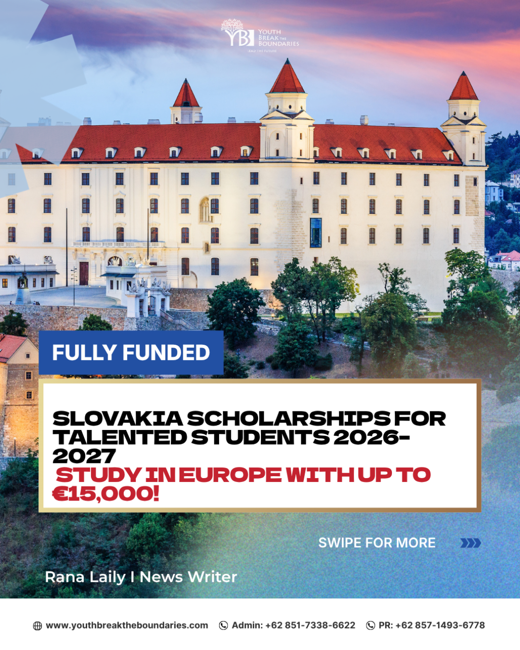 Study in Europe with Up to €15,000 Through the Slovakia Scholarships for Talented Students 2026–2027