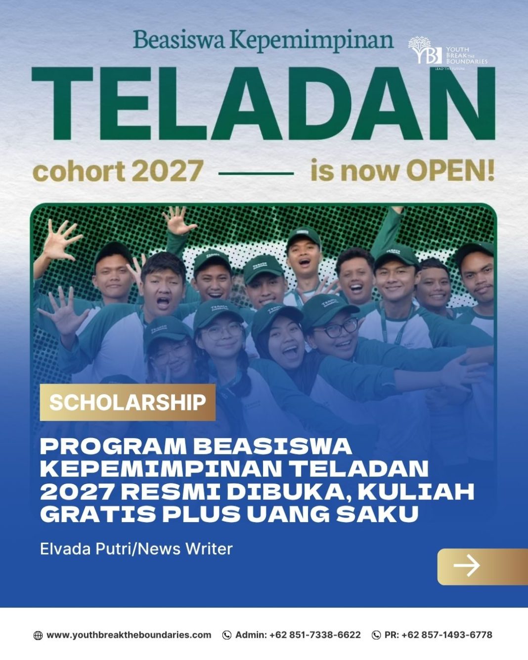 Program Beasiswa Kepemimpinan TELADAN 2027 Resmi Dibuka, Kuliah Gratis Plus Uang Saku