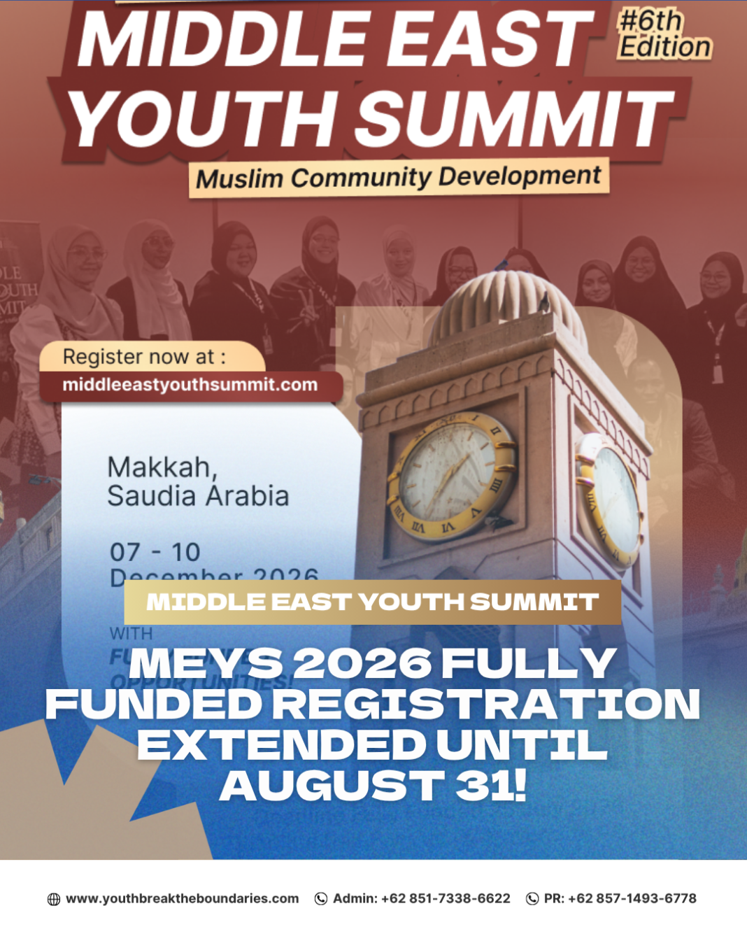 Middle East Youth Summit 2026 Fully Funded Registration Extended Until August 31, 2026