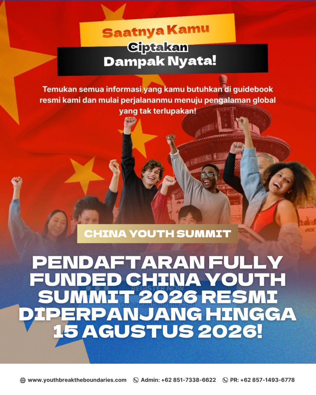 Pendaftaran Fully Funded China Youth Summit 2026 Resmi Diperpanjang hingga 15 Agustus 2026