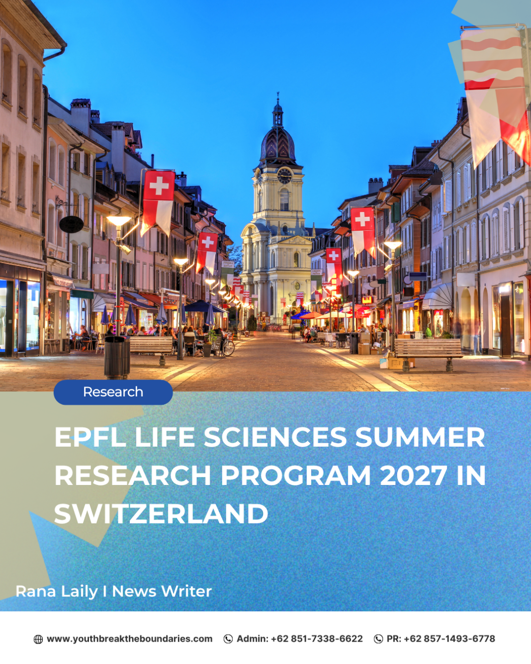 EPFL Life Sciences Summer Research Program 2027 in Switzerland: Get CHF 3,600 for 8 Weeks of Research