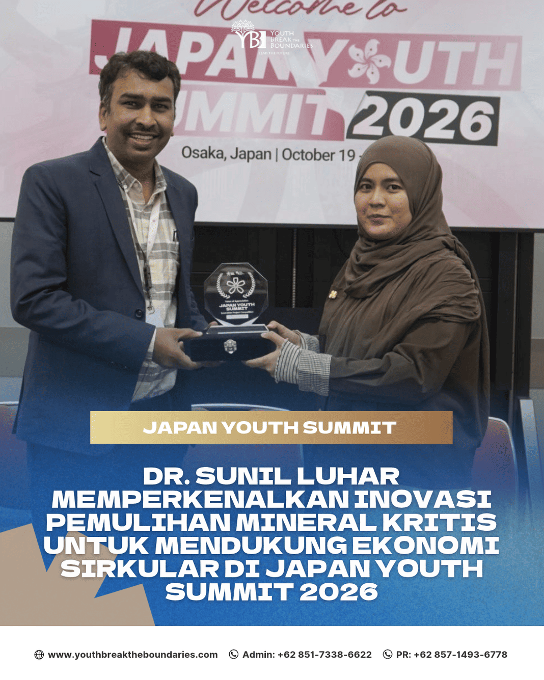 Dr. Sunil Luhar Perkenalkan Inovasi Pemulihan Mineral Kritis untuk Mendukung Ekonomi Sirkular di Japan Youth Summit 2026
