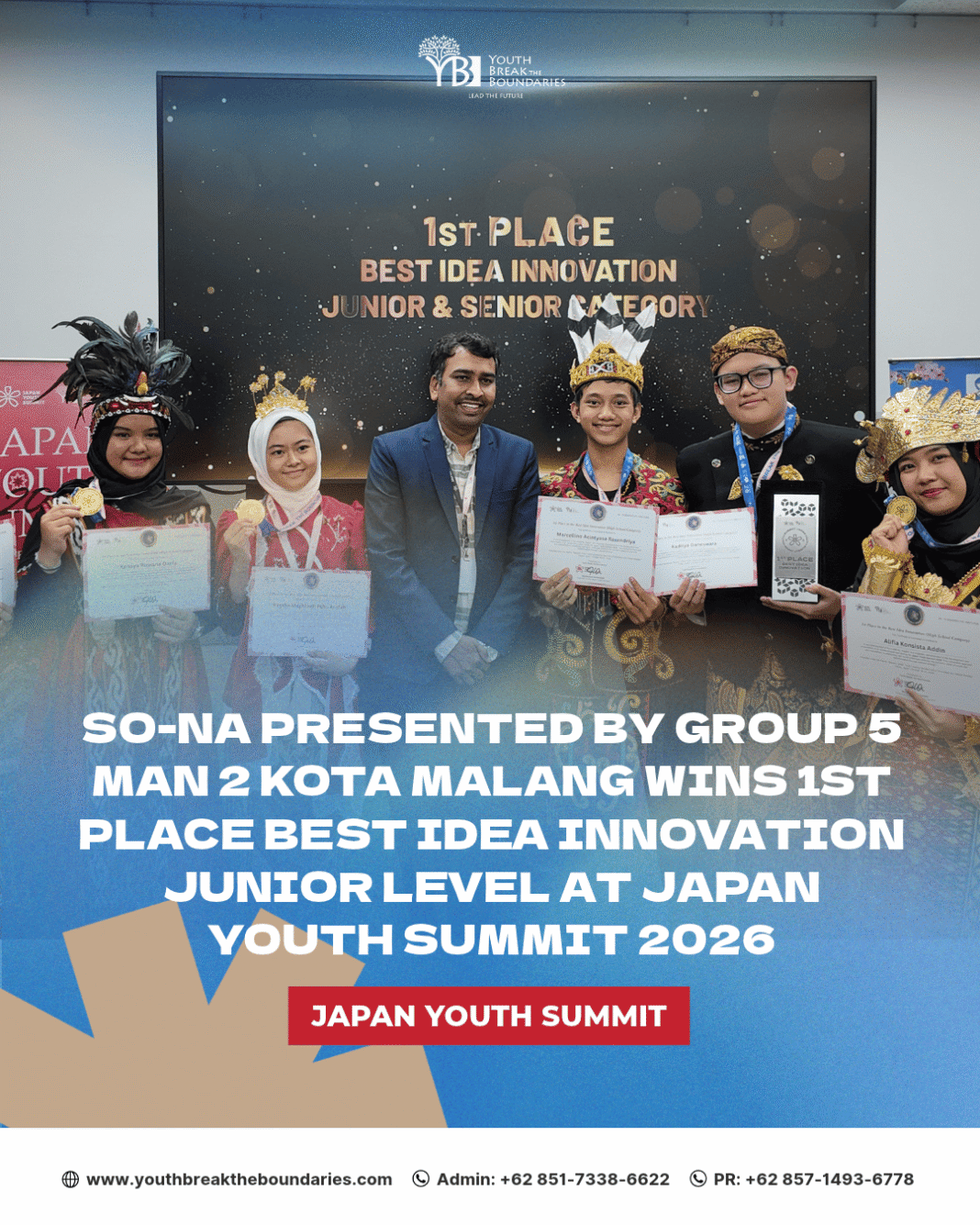 So-NA Presented by Group 5 MAN 2 Kota Malang Wins 1st Place Best Idea Innovation Junior Level at Japan Youth Summit 2026