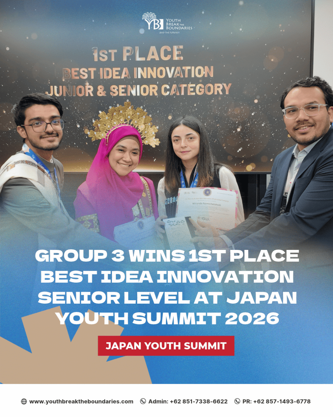 Group 3 Wins 1st Place Best Idea Innovation Senior Level at Japan Youth Summit 2026