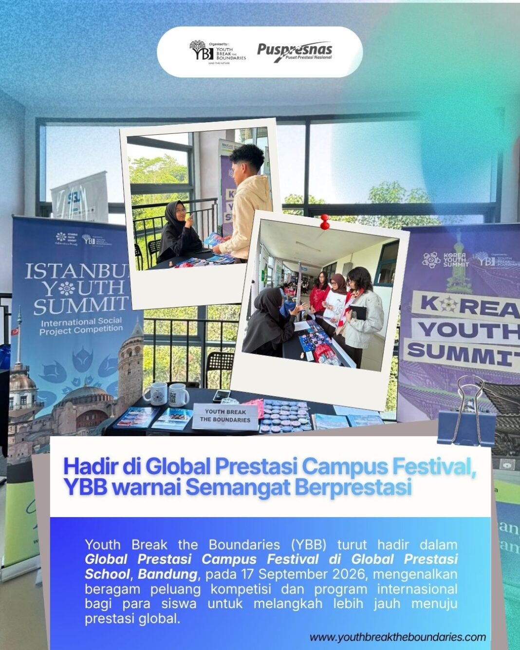 Hadir di Global Prestasi Campus Festival, YBB Warnai Semangat Berprestasi
