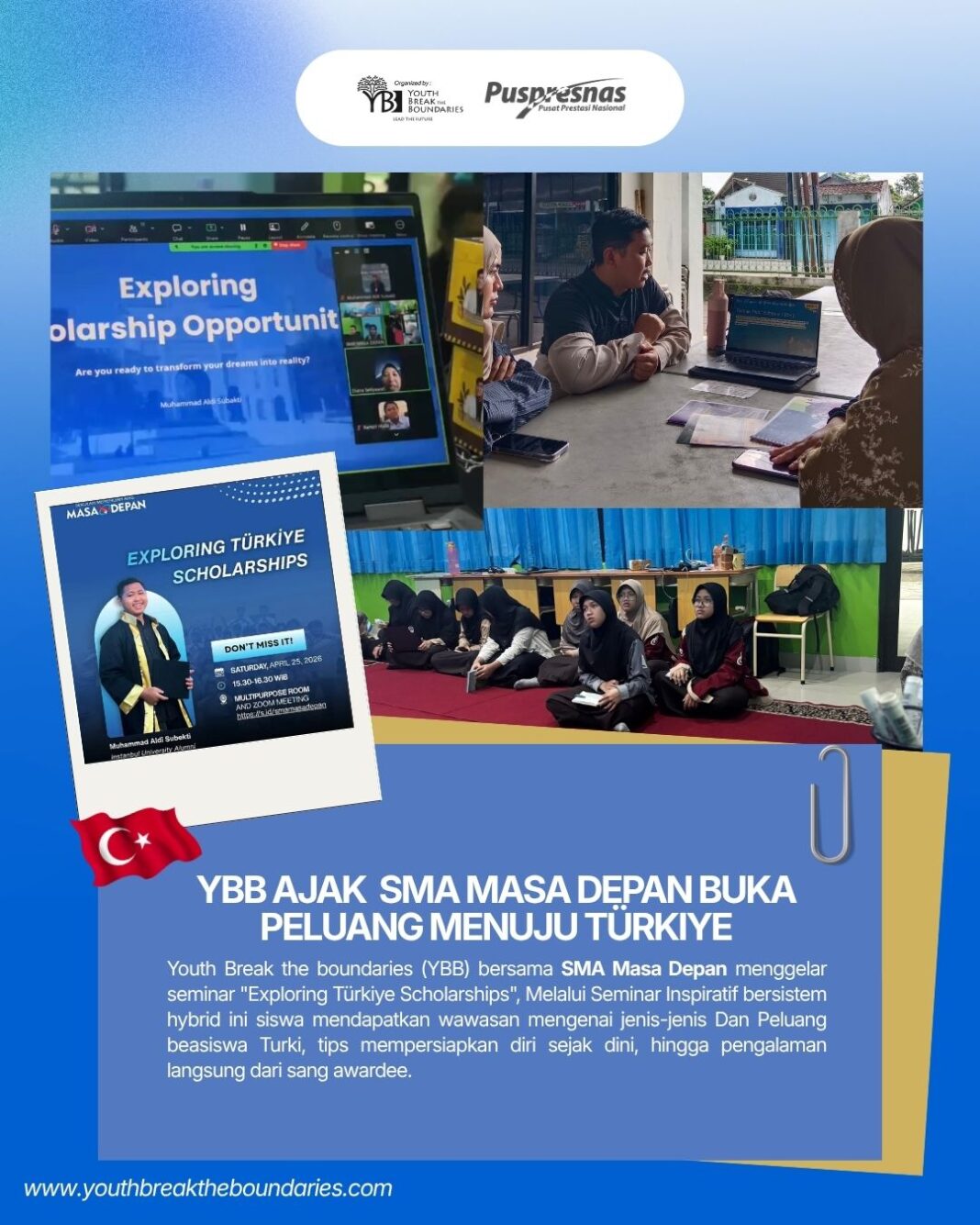 YBB dan SMA Masa Depan Gelar Seminar Exploring Türkiye Scholarships, Buka Peluang Studi ke Turki